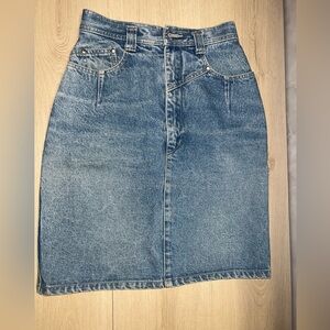 Triangle Denim Skirt Womens Medium Blue Jean Above Knee Vintage Style